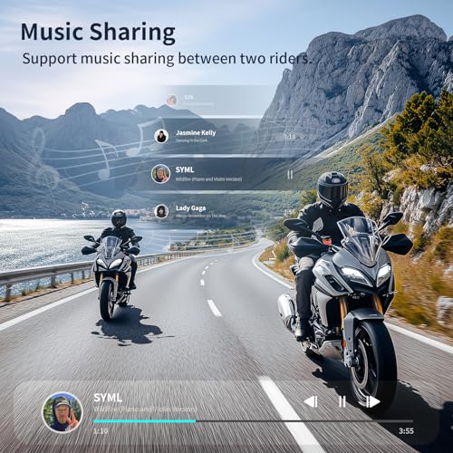 Image of Fodsports T1 PRO Motorcycle Intercom V5.4 with Music Sharing, One-Click Switching for 4 Functional Modes, 6-Way Motorcycle Helmet Headset, FM /5 Stickers /Noise Cancellation /Stereo Music, 2 Pack