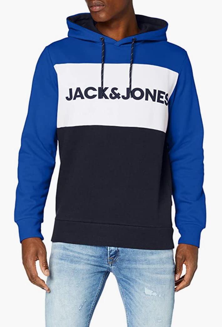 JACK & JONES Uomo Felpa Stampata Calda Logo Maglione Pullover Basic Hoodie Maglietta a Cappuccio JJELOGO