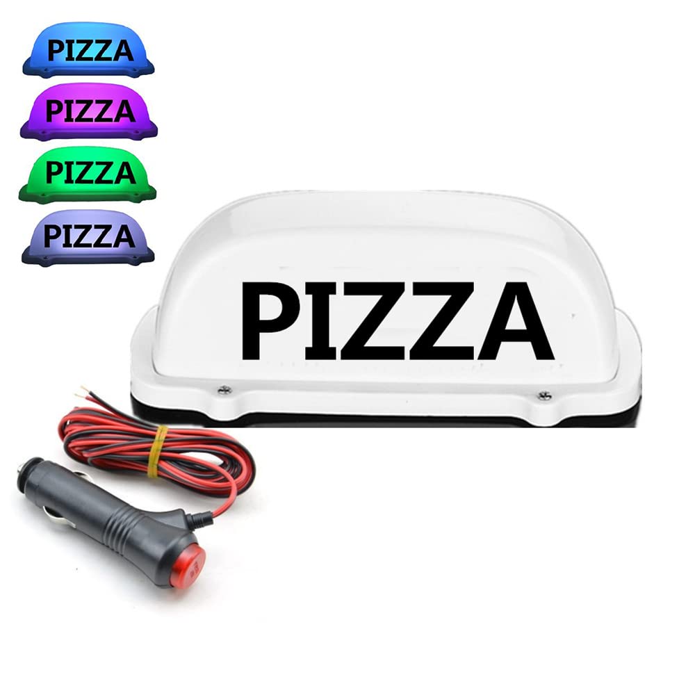 Znak PIZZA, wodoodporne LED światło na dachu samochodu z magnesem, 3-metrowa linia ładowarki. Oświetlony znak na dachu kabiny samochodowej LED (5V USB ładowarka, niebieski)