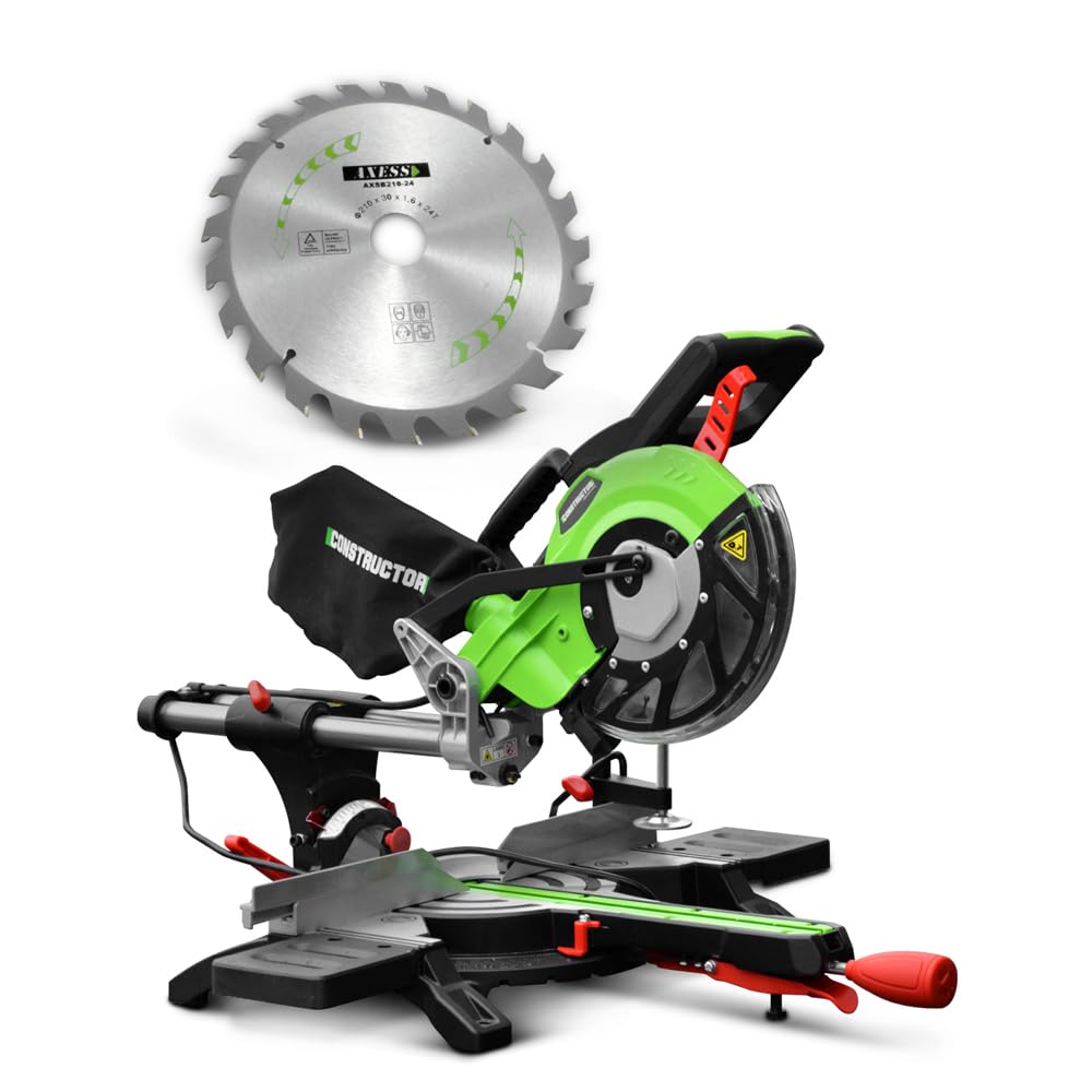 Scie onglets radiale 1800W 210mm avec laser double inclinaison Constructor