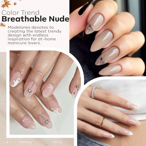 Image of modelones Gel Polish Builder Nail Gel, Base Colors 8-in-One Jelly Caramel Brown Nude Pink Clear Builder Nail Gel Polish for Hard Extension Rubber Lamp Cured 6 Colors