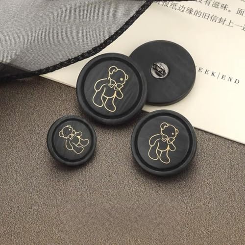 6PCS Of Fashion Cute Bear Metal Resin Combination Buttons For Children's Coat Sweater Round Decorated Bear Button - (Color: NB-2-101-5, Size: 23mm)