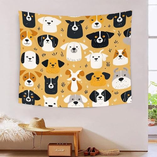Tapiz decorativo KaleidoKit 150x200cm con estampado 3D de perros tiernos para tu habitación