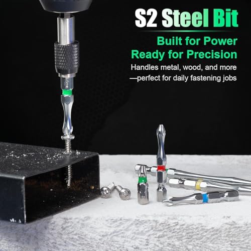 Hitscrews Magnetic Screwdriver Bits PH2, 2-Inch Impact Driver Bits #2, S2 Steel Chrome Finish Phillips Bits For Impact Driver, Home Improvement & DIY - 10 Pack — view 5