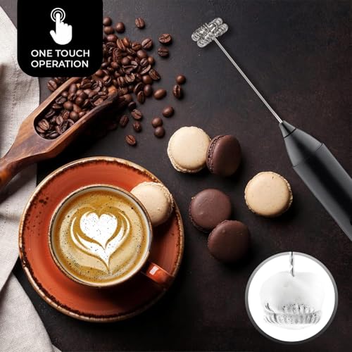 Image of Coffee Frother Electric with 3 Speed Modes, USB Rechargeable Stainless Steel Whisk for Coffee, Cappuccino and Matcha, Single Whisk Design