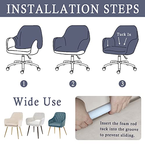 Itfro Set Of 1 White Office Chair Cover Velvet Armchair Slipcover Wingback Chair Cover Curved Back Modern Accent Desk Chair Cover Stretch Computer Chair Seat Protector (White, Set Of 1) #TOP4