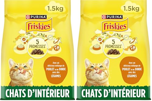 FRISKIES | Chat d'intérieur | Croquettes complètes pour Les Chats Adultes d'intérieur | Au Poulet et aux Légumes | Aliment Complet pour Les Chats Vivant en...