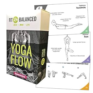 Fit&Balanced Yogabaarten, voor beginners en gevorderden, met 60 yoga-oefeningen, met online introductiecursus, met meditaties en ademoefeningen om te luisteren, yogabroek.