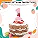 Strawberry Number 1 Candle Pink 1 Candle Berry One Glitter Cake Topper First Birthday Party Supplies for Girl's 1st Birthday Strawberry Theme Party Decoration