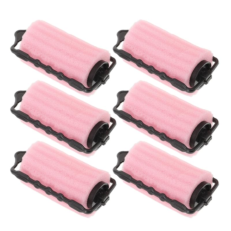 Healvian 6Pcs Pink Sponge Hair Curlers Soft Foam Rollers for Overnight Natural Curls Hair Styling Tool
