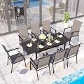 Sophia & William Patio Dining Set for 8, Expandable Patio Table & Chairs, High Back, Quick Dry Textilene, Supports 350lbs, Outdoor & Indoor Use