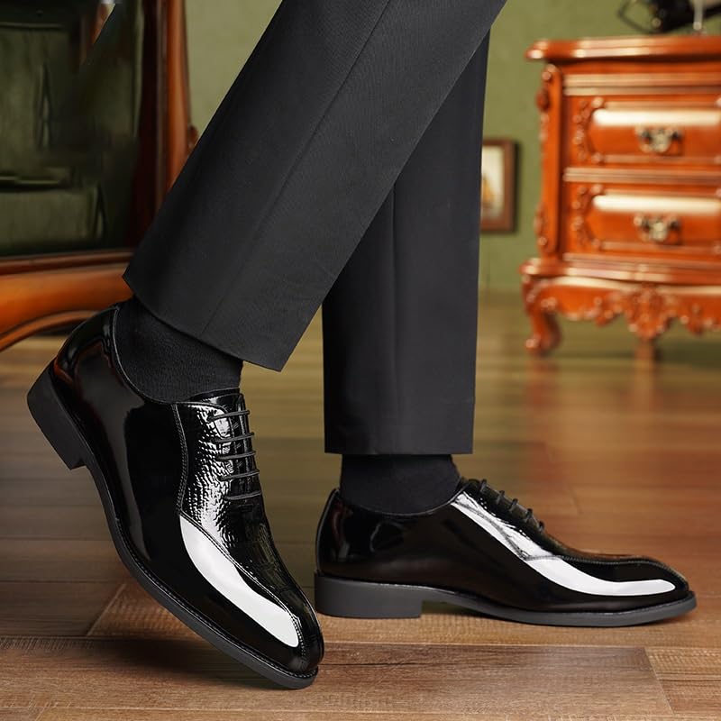 Men's Oxfords Shoes Leather Business Dress Shoes Comfortable Wedding Suit Shoes for Men(Black,7.5)2