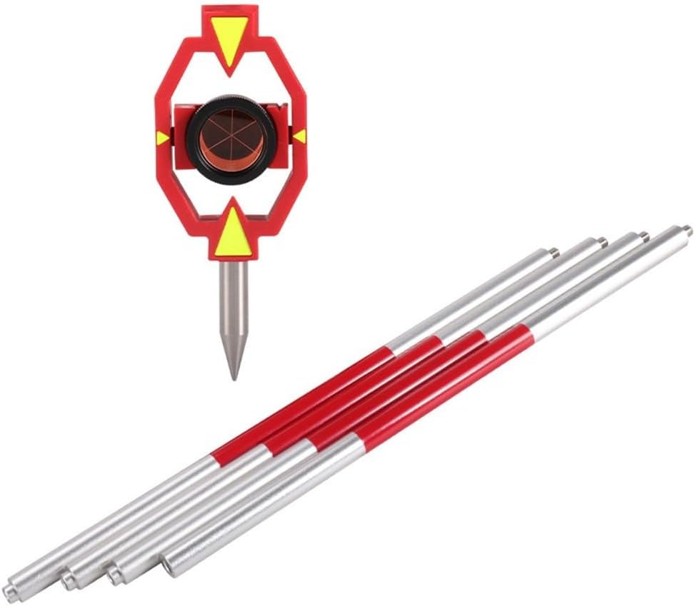 Aluminum Alloy Bias Test Mirror Kit Total Station, 4-Pole Surveying Set with 17.5mm Constant, Heavy-Duty Glass Components Tunnel and Mining(17.5mm)