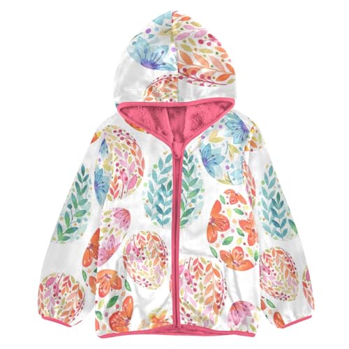 OTVEE Happy Easter Colorful Eggs Kids Hoodie Jacket Fall Spring Full Zip Warm Outwear Coat