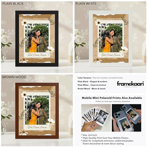 Image of Framekaari Friends Customized Photo Frame | Personalized Birthday Gift | Vintage Polaroid Design | Custom Photo | Tabletop & Wall Mount | Room & Home Decor | 16x21 cm (Design-14)