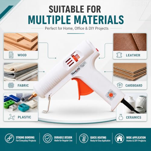 ApTechDeals 150W Multi Temperature High Power Glue Gun with Free Hot Melt Glue Sticks - 5 Pieces - Image 5