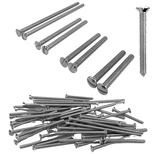M3.5 Electrical Socket Screws Raised Head 55 Pack - Nickel Plated Steel Assorted Sizes (35mm 40mm 50mm 75mm) Ideal for Electrical Sockets Switches Plugs Faceplates Back Boxes & Junction Boxes