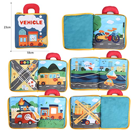 beiens 9 Theme My Quite Books, Soft Cloth Books with Mirror Fun Interactive Activity Baby Sensory Books, First Year Touch and Feel Early Education Toys Shower Gifts for Infants Babies Boys and Girls - Thumbnail 4