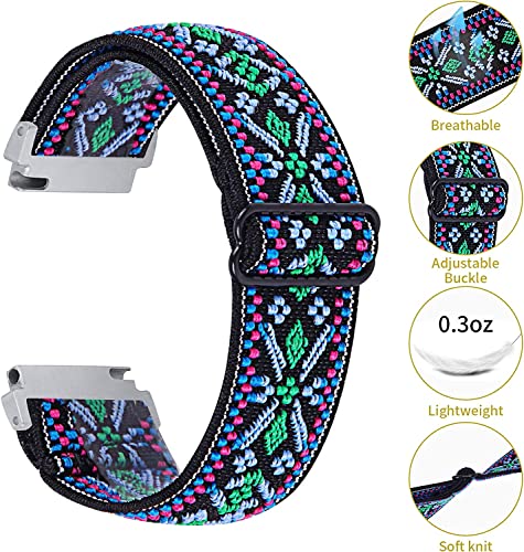 RuenTech Elastic Bands Compatible with SOUYIE T45S Smartwatch Band,Adjustable Nylon Breathable Sport Loop Stretchy Straps Replacement Wristbands for SOUYIE T45S Smartwatch Women Men