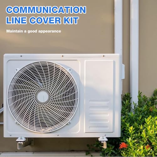 Image of HASTHIP 8Pcs Air Conditioner Pipe Concealing Set, 3'' Width, 40'' Straight Pipes and Vertical /Horizontal Elbows, Universal PVC Indoor Outdoor Pipe Cover, Decorative PVC Tubing Cover Kit