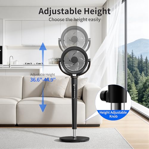 Image of AKIRES Pedestal Fan for Bedroom,120+120Omnidirectional Oscillating Standing Fan,Quiet Floor Fan with DC Motor