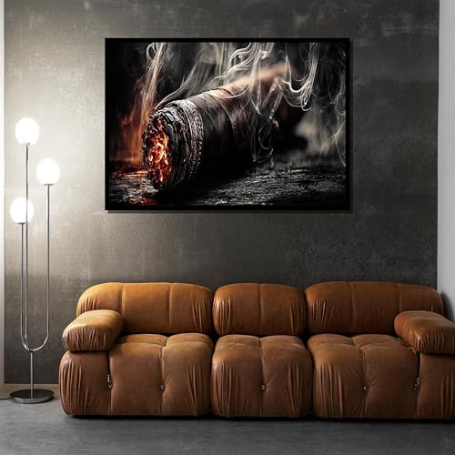 Peinture sur toile hyperréaliste de cigare et fumée, affiche décoration murale - 3