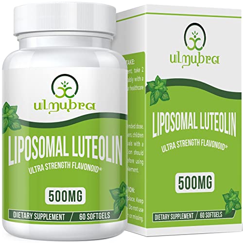 Ulmubra Liposomal Luteolin 500MG Maximum Absorption Potent Flavonoid 60 Softgels Luteolin Supplement Non-GMO Gluten Free