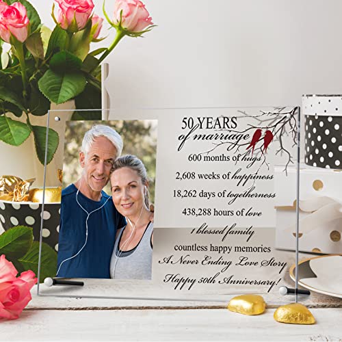 Roowest Acrylic 50Th Anniversary Picture Frame For Couples Gift 50 Years Of Marriage Photo Frame Clear Tabletop Wedding Golden Anniversary Picture Frame For Parents (50Th) #TOP5