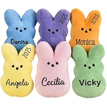 Personalized Peep Bunny Plush - Custom Name Crocheted Easter Rabbit, Soft Easter Basket Stuffer for Kids, Unique Easter Gift for Boys &amp; Girls,Easter Gift