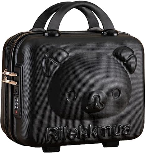 Image of Makeup Case Suitcase, Mini Bag, Mini Hard Shell Travel Luggage, Women Portable Water Proof Carrying Suitcase, Organizer, Small Hard Shell Cosmetic Lugge Bag, Water Proof (T - Black)