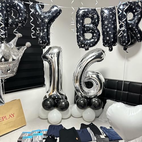 Image of 40 Inch Silver Number 2 Balloon Birthday Party Decorations for Men & Women