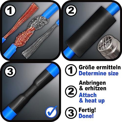 ISOLATECH Schrumpfschlauch Meterware schwarz ohne Kleber Ø5/16inch (8mm) 10ft (3 Meter) Schrumpfverhältnis 2:1 Set Polyolefin zum Isolieren von Kabel Lötverbindungen unbeschriftet UV beständig