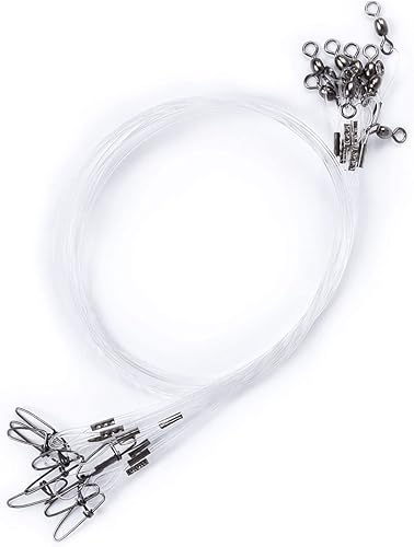 Líderes de pesca de fluorocarbono 100% de 50 libras, 10/20 unidades, agua salada/agua dulce, línea líder de fluorocarbono de 20 pulgadas con giro y