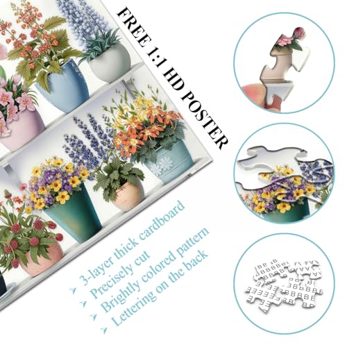Rompecabezas PICKFORU Colección Floreciente de 1000 piezas, rompecabezas de jarrón con flores para adultos, rompecabezas de plantas y flores silvestres miniatura 5