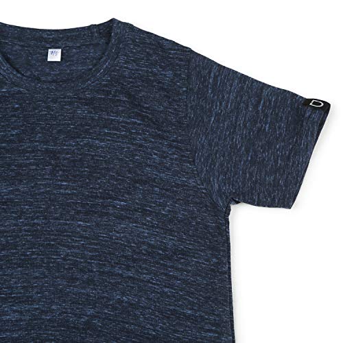 Image of Urbano Juniors Boy's Navy Blue Solid Melange Regular Fit Half Sleeve Cotton T-Shirt