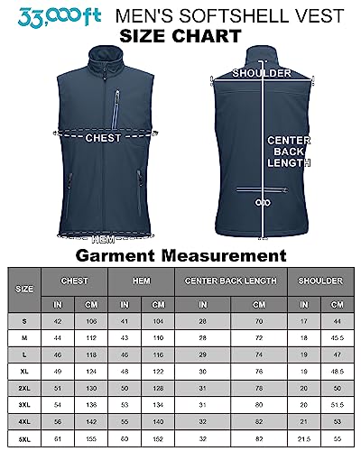 33,000ft Leichte Softshell Weste für Herren, Wasserdichte Winddichte Laufweste, Atmungsaktive Vest Gilet Ärmellose Jacke für Radfahren, Laufen, Wandern, Golf, Arbeit Mitternachtsblau XL