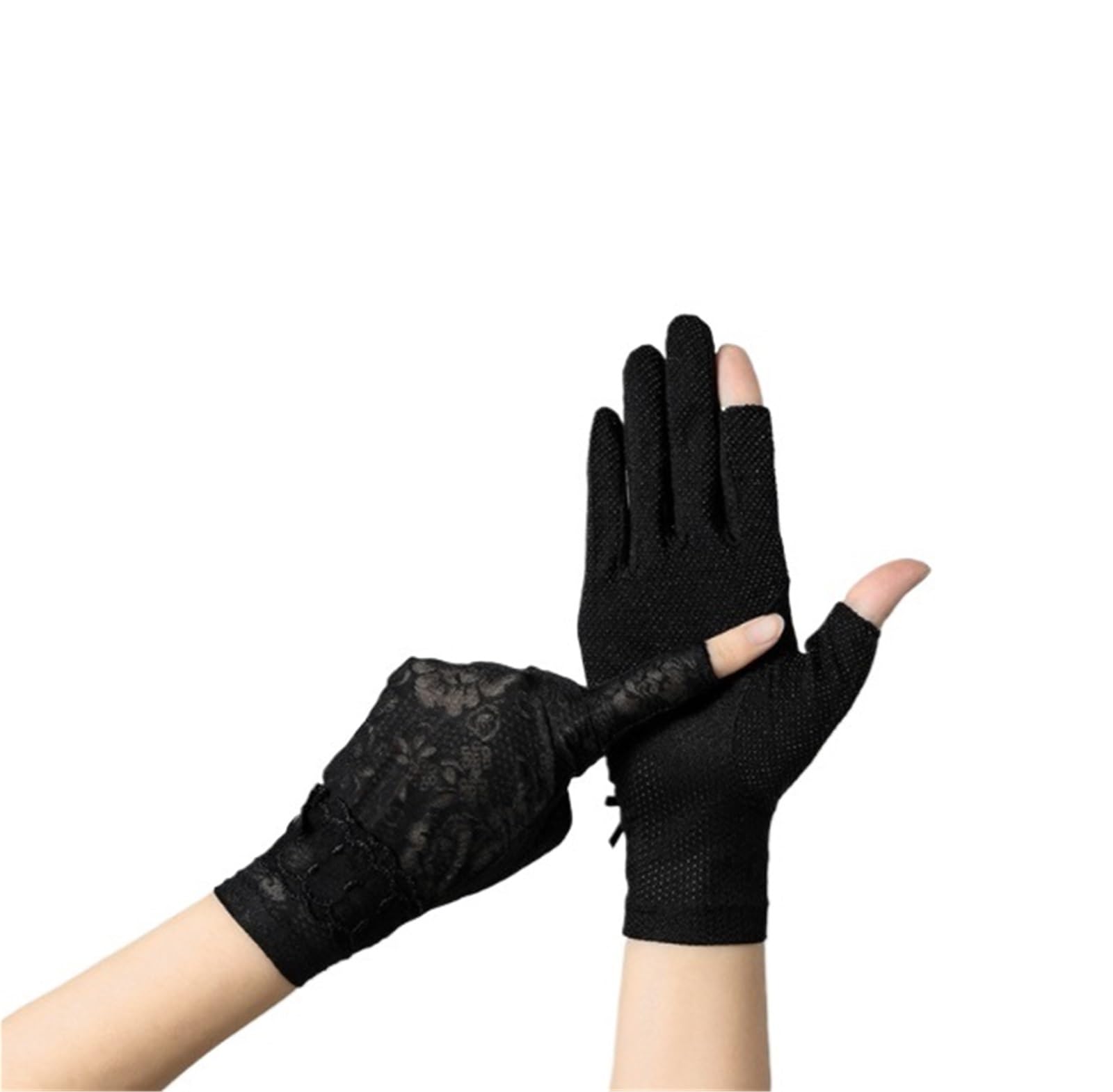 Guantes Térmicos Exterior Guantes De Protección Solar For Mujer, Finos Medio Dedo For Conducir, Antideslizantes, Seda Hielo, For Verano Invierno