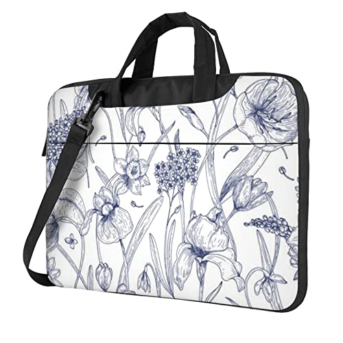 Sacoche à bandoulière pour ordinateur 13 à 15.6 pouces à motif fleurs pour femme