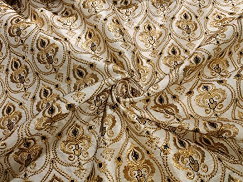 Tissu brocart brodé BRO840 pour robe de mariée et vestes de soirée d'exception