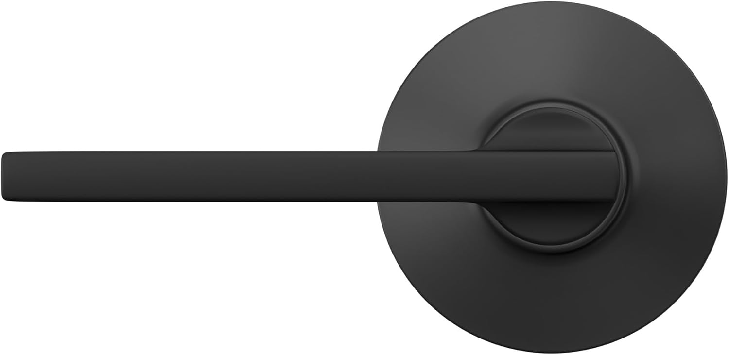 Schlage F10 V LAT 622 Latitude Door Lever, Hall & Closet Passage Lock, Matte Black