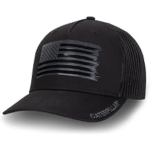 Caterpillar Equipment Black USA Flag Snapback Cap/Hat