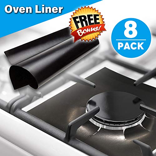 [BONUS GIFT] 8 Pack Gas Range Protectors + FREE OVEN LINER! Gas Stove