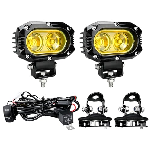 Feux de fossé LED jaunes 10,2 cm anti-reflet avec faisceau de câblage Jeep