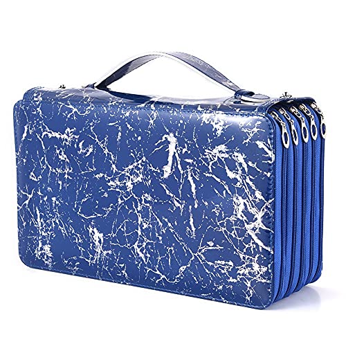 Stuurvnee 300 Emplacements Trousse la Trousse D'éCole pour les Filles Papeterie BoîTe à Stylos Grande Capacité Sac de Bureau Fournitures de Pochette D'Art (Bleu) Cover