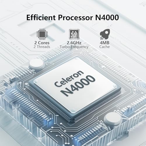 15.6 inch Laptop, Gaming Laptop N4000 Processor, Laptop Computer with 8GB LPDDR4 256GB SSD, Silver Traditional Laptop Computers for Work & Study, 180° Angle Open, Dual-Band WiFi, Long Battery Life - Image 3