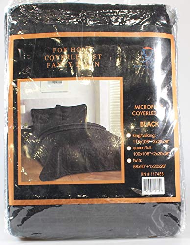Fancy Linen 3pc Coverlet Embossed King/California King Bed Cover, Black, 118 x 106-Inches - Thumbnail 2