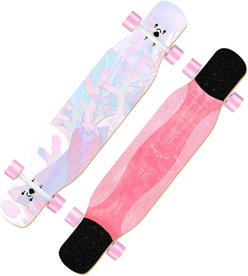Skateboard Cruiser 7 Layer Maple Skate Board Deck Long Boards Skateboard for Girls Boys, Longboard 47 Inch Drop Through Longboards Complete for Beginners Kids Adults Teens (Color : Style G)