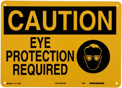 Signalisation protection des yeux jaune et noire en plastique 35,6x25,4