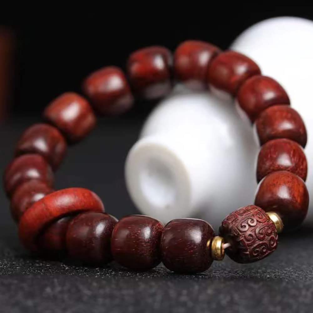 Braccialetto Bodhi, 10 * 11mm Bracciale con perline di legno di sandalo del sangue dello Zambia Barilotto di buon auspicio Perline di legno Bracciale elasticizzato for la meditazione Yoga Canto Mala