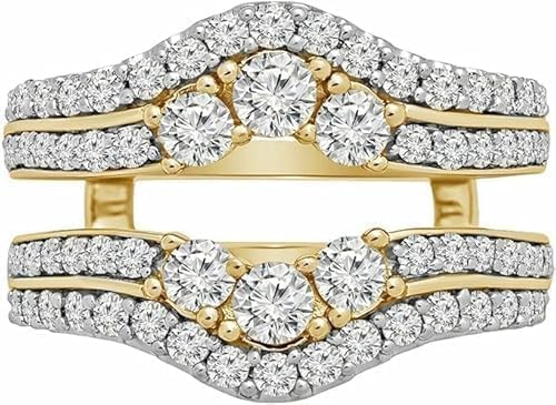 Purvika Jewels 3.00 Ct Round Cut Lab Created Diamond Enhancer Guard Ring, 14K Yellow Gold Finish, Sterling Silver